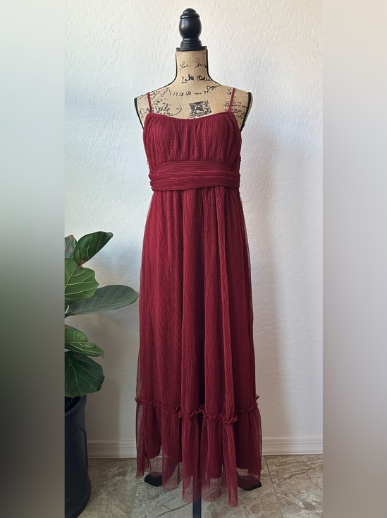 Blu Pepper Dresses & Skirts - NWT Blu Pepper Burgundy Chiffon Maxi Spaghetti Strap Dress Size L